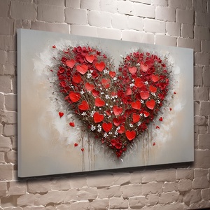 Szív alakú virágkompozíció falikép - Vászonkép 60x40 cm - Valentin napi akció! - Meska.hu