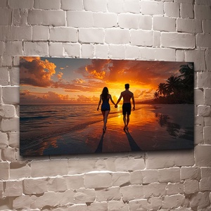 Romantikus naplemente a tengerparton � prémium falikép - vászonkép 60x34 cm, Otthon & Életmód, Dekoráció, Kép & Falikép, Vászonkép, Fotó, grafika, rajz, illusztráció, MESKA