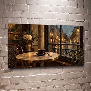 Kávé Párizsban falikép � reggeli hangulat falikép konyhába - vászonkép 40x23 cm - Meska.hu