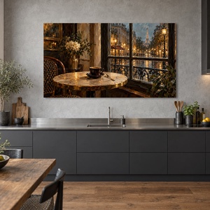Kávé Párizsban falikép � reggeli hangulat falikép konyhába - vászonkép 40x23 cm - otthon & életmód - dekoráció - kép & falikép - vászonkép - Meska.hu