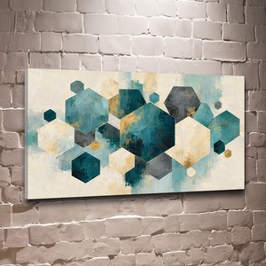   Türkiz Geometriák absztrakt falikép - vászonkép 40x23 cm - Meska.hu