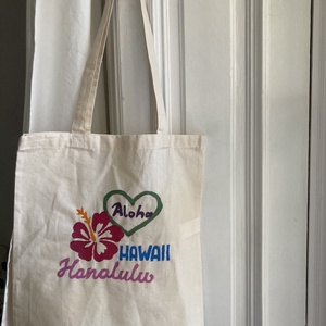 Kézzel festett Hawaii vászontáska, Táska & Tok, Bevásárlás & Shopper táska, Shopper, textiltáska, szatyor, Festészet, Fotó, grafika, rajz, illusztráció, MESKA