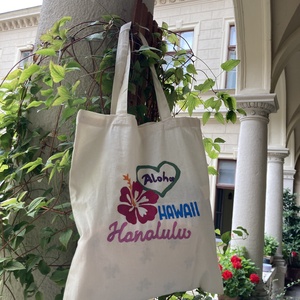 Kézzel festett Hawaii vászontáska, Táska & Tok, Bevásárlás & Shopper táska, Shopper, textiltáska, szatyor, Festészet, Fotó, grafika, rajz, illusztráció, MESKA