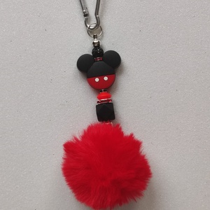 Egyedi készítésű Mickey kulcstartó/táskadísz pihe puha pompommal, Táska & Tok, Kulcstartó & Táskadísz, Kulcstartó, Mindenmás, MESKA