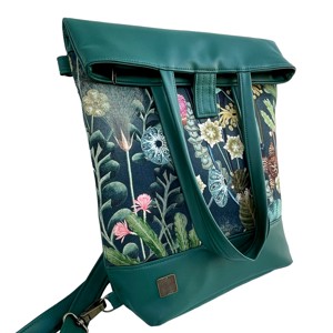 SuziartBag Zöld virágos vászon 3in1 hátizsák - táska & tok - kézitáska & válltáska - válltáska - Meska.hu