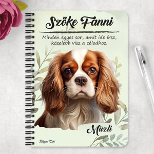 Személyre szabható - Vörös Cavalier King Charles spániel portré mintás A5-ös füzet - otthon & életmód - papír, írószer - jegyzetfüzet & napló - Meska.hu