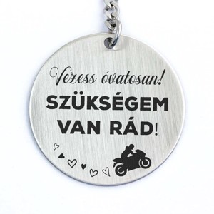 Vezess óvatosan acél medálos kulcstartó, Táska & Tok, Kulcstartó & Táskadísz, Kulcstartó, , MESKA