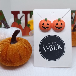 Halloween tökös fülbevaló  - otthon & életmód - dekoráció - halloween - halloweeni ékszerek - Meska.hu