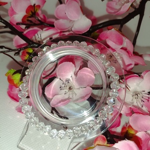 Tiszta elegancia  6 mm-es áttetsző üveggyöngy karkötő - ékszer - karkötő - gyöngyös karkötő - Meska.hu