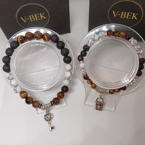 Páros karkötő  Yin és Yang Földszínekben - ékszer - karkötő - gyöngyös karkötő - Meska.hu