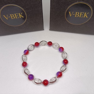 Lilás piros csillogás - ékszer - karkötő - gyöngyös karkötő - Meska.hu