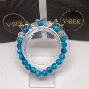 Türkiz Macskás Karkötő - ékszer - karkötő - bogyós karkötő - Meska.hu