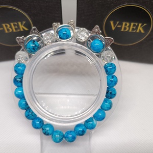 Türkiz Macskás Karkötő - ékszer - karkötő - bogyós karkötő - Meska.hu