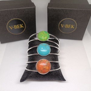 Aurora Stone Cuff Collection - Narancs-márványos karkötő, Ékszer, Karkötő, Karperec, Ékszerkészítés, MESKA