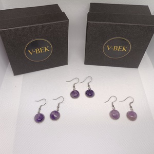 Ametiszt kollekció fülbevaló - ékszer - fülbevaló - lógós kerek fülbevaló - Meska.hu