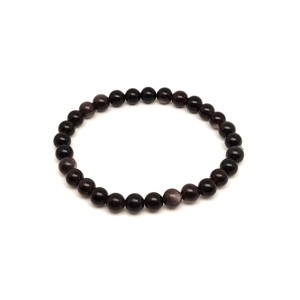 Ezüst obszidián golyós ásvány karkötő 6mm - Meska.hu