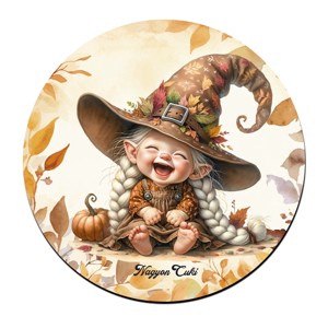 Kacagó őszi manó lány mintás bögre alátét, , , MESKA