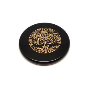 Obszidián korong életfa arany 5cm, Kellékek & szerszámok, Ásvány alapanyag, , MESKA