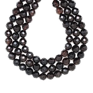 Füstkvarc fazettált golyó 10-11mm  ékszerkészítő alapanyag (füzér), Kellékek & szerszámok, Ásvány alapanyag, Ásványfüzér, , MESKA