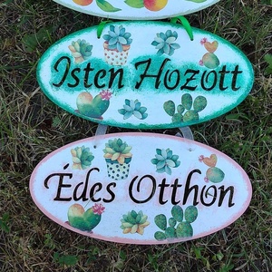 Édes otthon / Isten hozott dekupázsolt tábladíszek többféle, Otthon & Életmód, Dekoráció, Ajtó- és ablak dekoráció, Ajtótábla, Varrás, MESKA