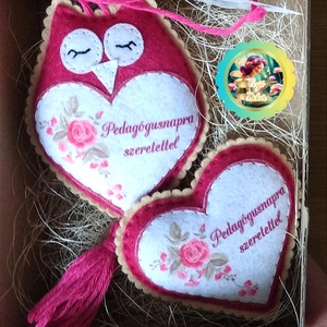 Pedagógusnapi box bagollyal és szív hűtőmágnessel 3 féle - otthon & életmód - dekoráció - dísztárgy - Meska.hu