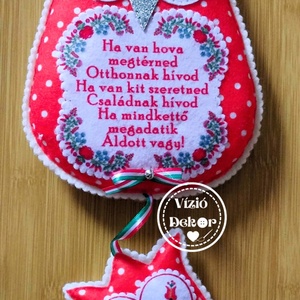 Filc bagoly házi áldás - otthon & életmód - dekoráció - fali és függő dekoráció - függődísz - Meska.hu