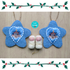 Tűnemezelt Jézus gyapjúfilc csillagban - karácsony - karácsonyi lakásdekoráció - karácsonyfadíszek - Meska.hu