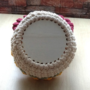 Tulipános horgolt tároló - otthon & életmód - dekoráció - asztal és polc dekoráció - dekorációs tál, tartó - Meska.hu