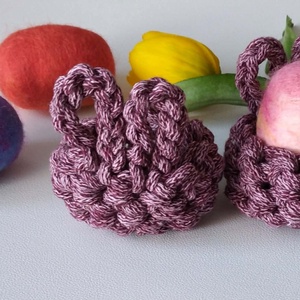 2 db-os  horgolt, húsvéti nyuszifüles tojástartó szett berry mix - Meska.hu