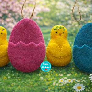 Filc csibe tojásban  (a türkizkék tojásos) - ünnepi díszek, dekorációk - húsvéti díszek és dekorációk - húsvéti tojás, hímestojás - Meska.hu