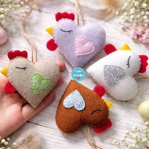 Szív tyúk csomag, Ünnepi díszek, dekorációk, Húsvéti díszek és dekorációk, Húsvéti tojásfadíszek, Varrás, MESKA