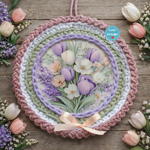 Horgolt  virágos , tulipános tábladísz - Meska.hu