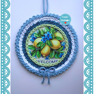 Horgolt  citromos  ajtódísz welcome - Meska.hu