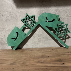 Dekoratív Fa Dreidel és Dávid-csillag, Hanuka Sarokdísz - karácsony - karácsonyi lakásdekoráció - karácsonyi ajtódíszek - Meska.hu