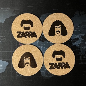 Frank Zappa stílusú parafa poháralátét - 4db, Otthon & Életmód, Konyhafelszerelés, tálalás, Tálalás, Tányér- és poháralátét, Gravírozás, pirográfia, MESKA