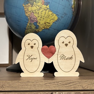 Pingvines fa puzzle  személyre szabható Valentin-napi ajándék - otthon & életmód - dekoráció - dísztárgy - Meska.hu