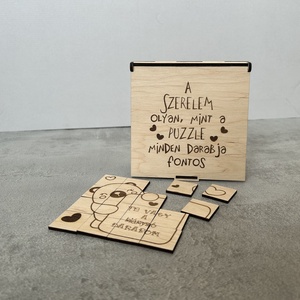 Személyre szabható - szívhezszóló szerelmes puzzle és doboz, Játék & Sport, Puzzle, Forma puzzle, Gravírozás, pirográfia, MESKA