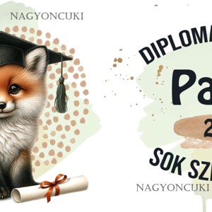 Névvel kérhető Róka - 2026 évi Ballagásra mintás persely -  - Meska.hu