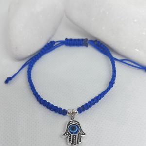 Védelmező, vigyázó Hamsa kéz medállal fonalkarkötő  - ékszer - karkötő - fonott karkötő - Meska.hu