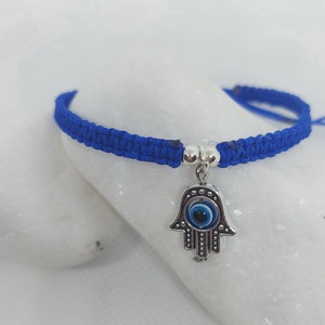 Védelmező, vigyázó Hamsa kéz medállal fonalkarkötő  - ékszer - karkötő - fonott karkötő - Meska.hu