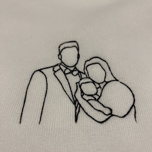 Egyedi hímzett pulóver saját fényképről készített vonalrajzzal - ruha & divat - páros szett - női-férfi páros szett - Meska.hu