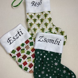 Egyedi névvel ellátott hímzett mikulás csizma - karácsony - mikulás - mikulás zsák, zokni, csizma - Meska.hu