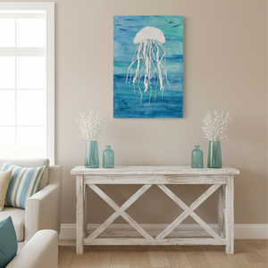 Texturalt meduza falikep kezmuves tengeri dekoracio 35x50 cm, Művészet, Festmény, Festmény vegyes technika, Festészet, MESKA