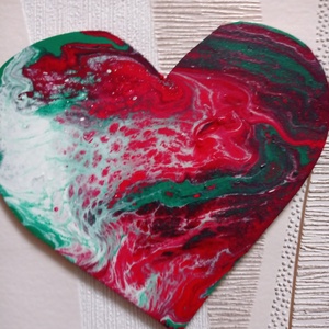 Piros, fehér, zöld szív alakú öntés, Művészet, Más művészeti ág, , MESKA