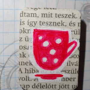 piros pöttyös bögre kitűző újrahasznosított papírból - Meska.hu