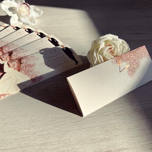 Rosegold flitteres kihúzható (puszis) esküvői meghívó - esküvő - meghívó & kártya - meghívó - Meska.hu