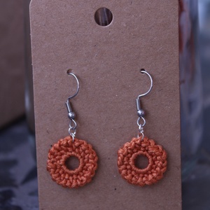 Pitypang horgolt fülbevaló (barnás - élénk barack), Ékszer, Fülbevaló, Lógós kerek fülbevaló, Horgolás, MESKA