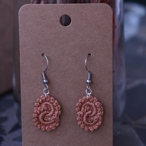 Áramló horgolt fülbevaló (sötét barack- ), Ékszer, Fülbevaló, Lógó fülbevaló, Horgolás, MESKA