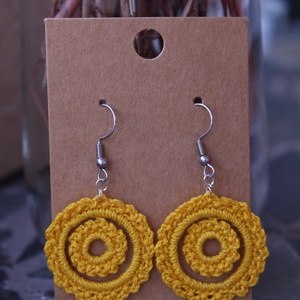 Magvas horgolt fülbevaló (sárga), Ékszer, Fülbevaló, Lógós kerek fülbevaló, Horgolás, MESKA