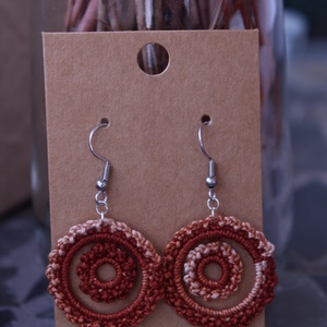 Magvas horgolt fülbevaló (barna színátmenetes), Ékszer, Fülbevaló, Lógós kerek fülbevaló, Horgolás, MESKA